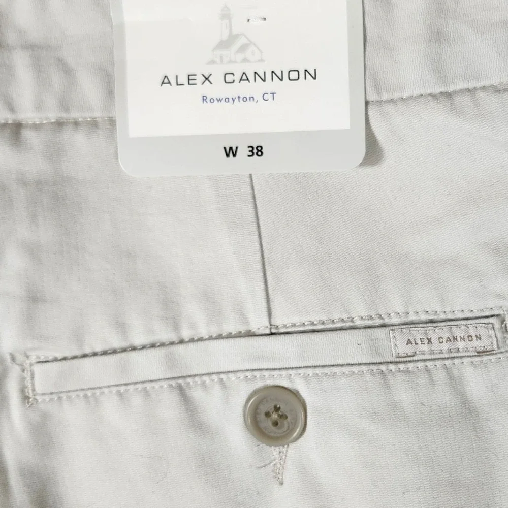 Alex Cannon Shorts Men 38 Stone New NWT Classics Flat Front‎ Cotton Blend